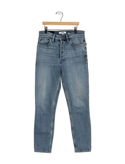 Pre-owned Re/done High-rise Straight Leg Jeans In Blue