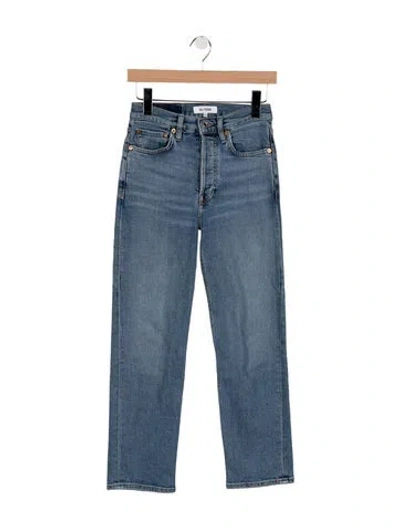 Pre-owned Re/done High-rise Straight Leg Jeans In Blue
