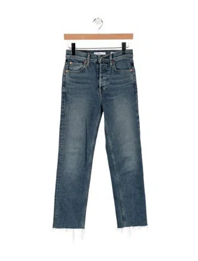 Pre-owned Re/done High-rise Straight Leg Jeans In Blue