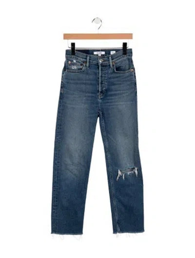 Pre-owned Re/done High-rise Straight Leg Jeans In Blue