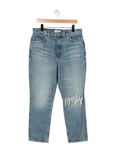 Pre-owned Re/done High-rise Straight Leg Jeans In Blue