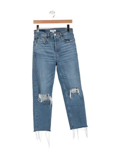 Pre-owned Re/done High-rise Straight Leg Jeans In Blue