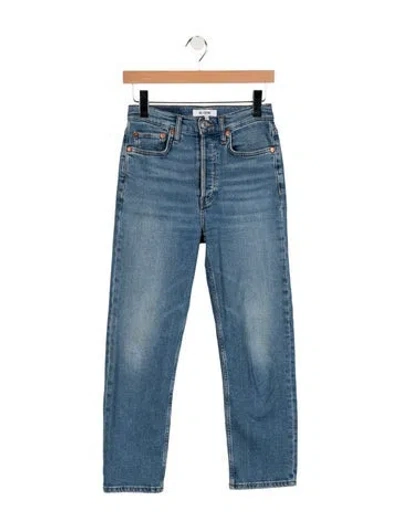 Pre-owned Re/done High-rise Straight Leg Jeans In Blue
