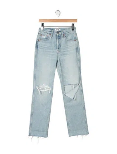 Pre-owned Re/done High-rise Straight Leg Jeans In Blue