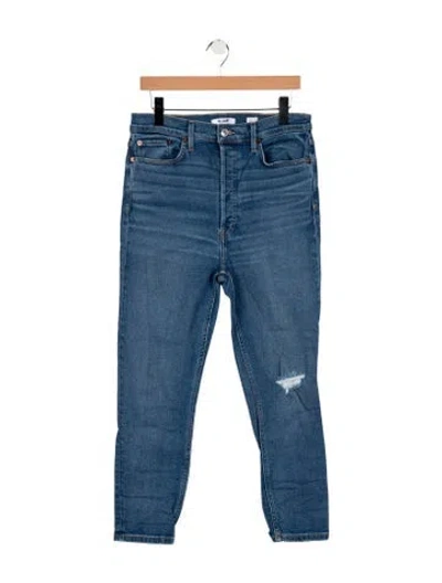 Pre-owned Re/done High-rise Straight Leg Jeans In Blue