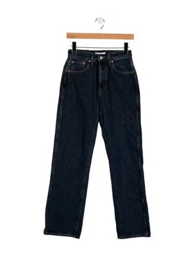 Pre-owned Re/done High-rise Straight Leg Jeans In Blue