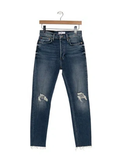 Pre-owned Re/done High-rise Straight Leg Jeans In Blue