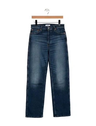 Pre-owned Re/done High-rise Straight Leg Jeans In Blue