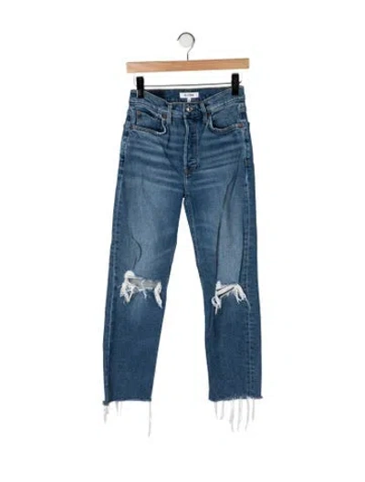 Pre-owned Re/done High-rise Straight Leg Jeans In Blue