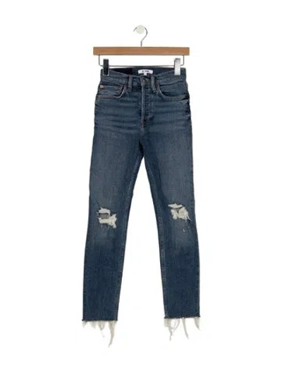 Pre-owned Re/done High-rise Straight Leg Jeans In Blue