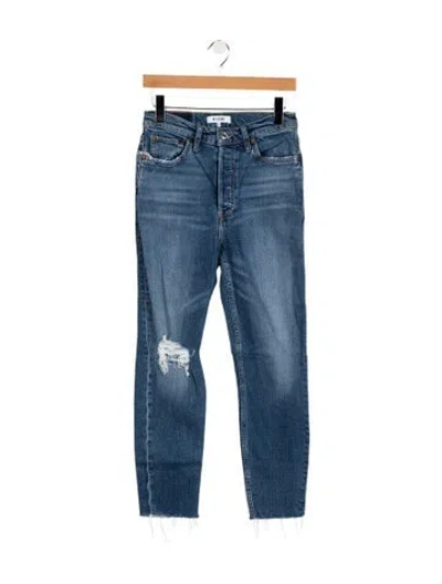 Pre-owned Re/done High-rise Straight Leg Jeans In Blue