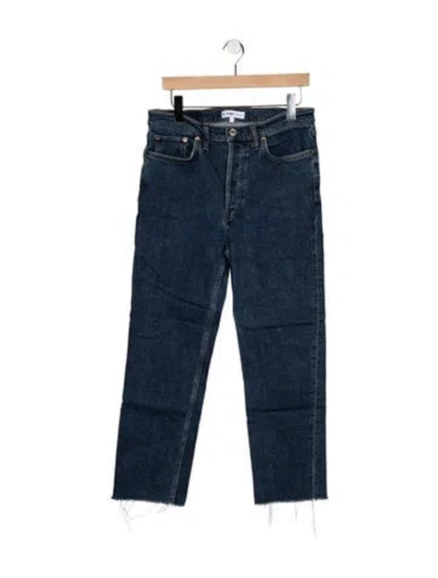 Pre-owned Re/done High-rise Straight Leg Jeans In Blue