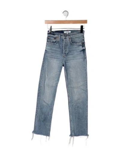 Pre-owned Re/done High-rise Straight Leg Jeans In Blue