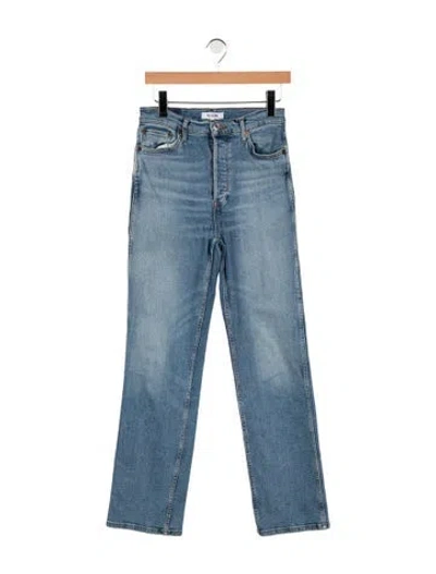 Pre-owned Re/done High-rise Straight Leg Jeans In Blue