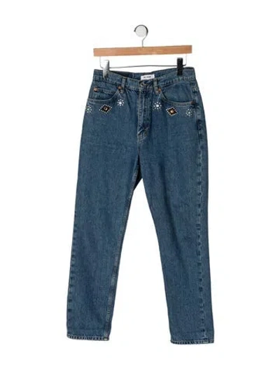 Pre-owned Re/done High-rise Straight Leg Jeans In Blue