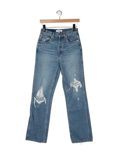 Pre-owned Re/done High-rise Straight Leg Jeans In Blue