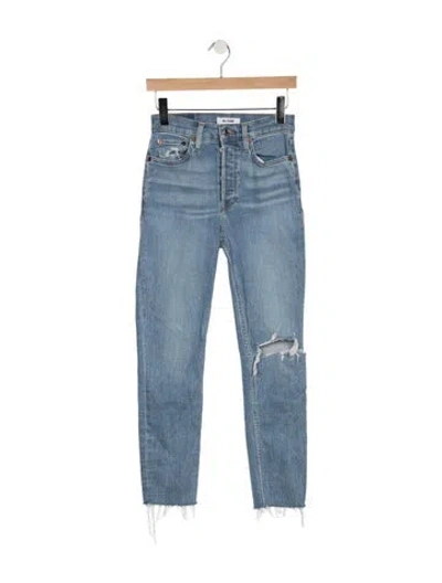 Pre-owned Re/done High-rise Straight Leg Jeans In Blue