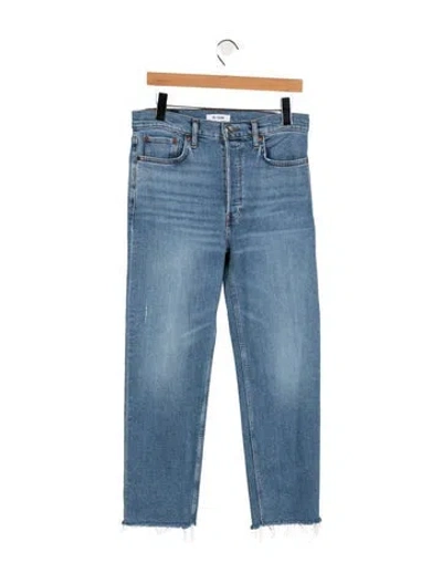 Pre-owned Re/done High-rise Straight Leg Jeans In Blue