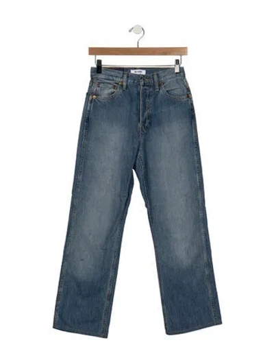 Pre-owned Re/done High-rise Straight Leg Jeans In Blue