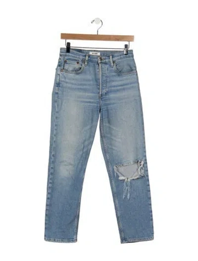 Pre-owned Re/done High-rise Straight Leg Jeans In Blue