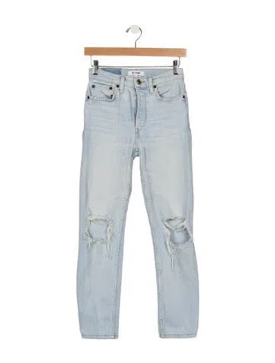 Pre-owned Re/done High-rise Straight Leg Jeans In Blue