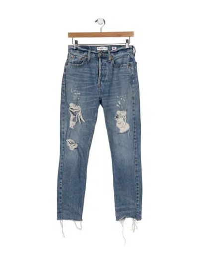 Pre-owned Re/done High-rise Straight Leg Jeans In Blue