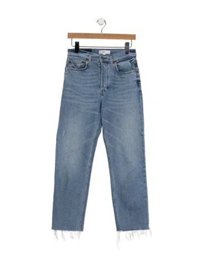 Pre-owned Re/done High-rise Straight Leg Jeans In Blue
