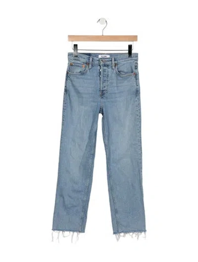 Pre-owned Re/done High-rise Straight Leg Jeans In Blue