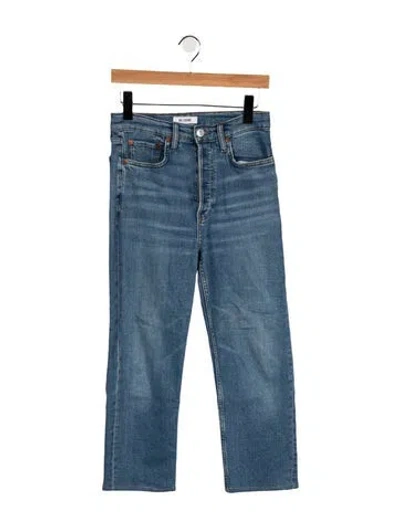 Pre-owned Re/done High-rise Straight Leg Jeans In Blue
