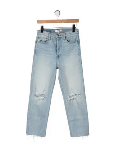 Pre-owned Re/done High-rise Straight Leg Jeans In Blue