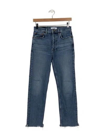 Pre-owned Re/done High-rise Straight Leg Jeans In Blue