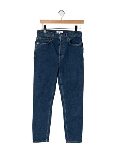 Pre-owned Re/done High-rise Straight Leg Jeans In Blue