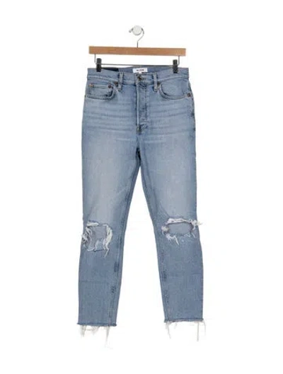 Pre-owned Re/done High-rise Straight Leg Jeans In Blue