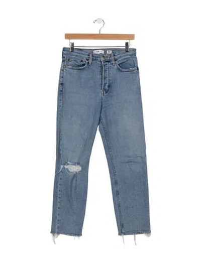 Pre-owned Re/done High-rise Straight Leg Jeans In Blue
