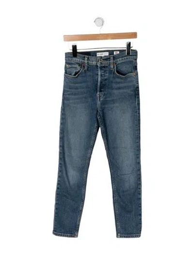 Pre-owned Re/done High-rise Straight Leg Jeans In Blue