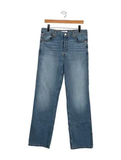 Pre-owned Re/done High-rise Straight Leg Jeans In Blue