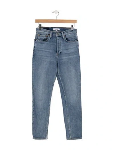 Pre-owned Re/done High-rise Straight Leg Jeans In Blue
