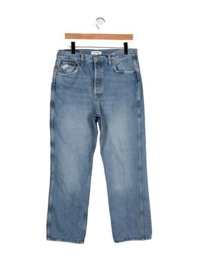 Pre-owned Re/done High-rise Straight Leg Jeans In Blue