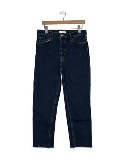 Pre-owned Re/done High-rise Straight Leg Jeans In Blue