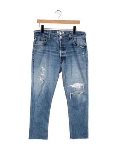 Pre-owned Re/done High-rise Straight Leg Jeans In Blue
