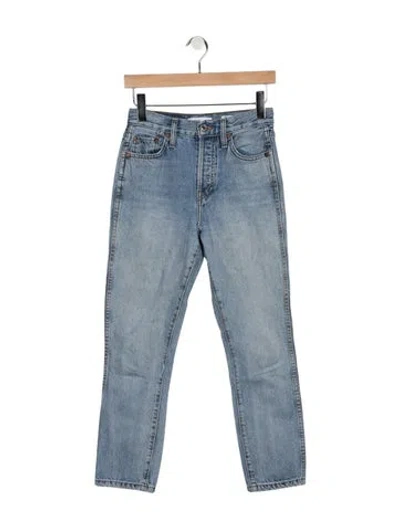 Pre-owned Re/done High-rise Straight Leg Jeans In Blue