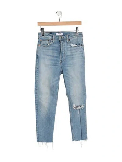 Pre-owned Re/done High-rise Straight Leg Jeans In Blue
