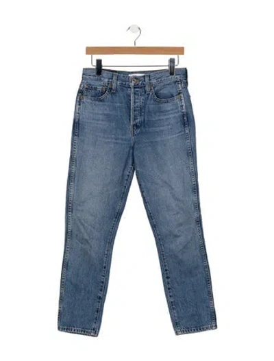 Pre-owned Re/done High-rise Straight Leg Jeans In Blue