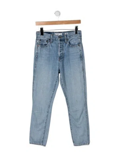 Pre-owned Re/done High-rise Straight Leg Jeans In Blue