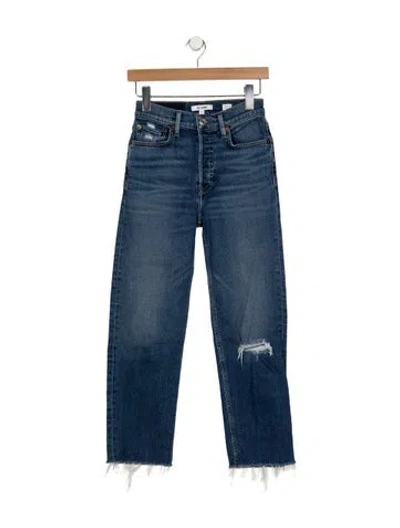 Pre-owned Re/done High-rise Straight Leg Jeans In Blue