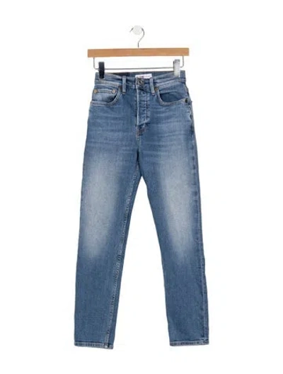 Pre-owned Re/done High-rise Straight Leg Jeans In Blue