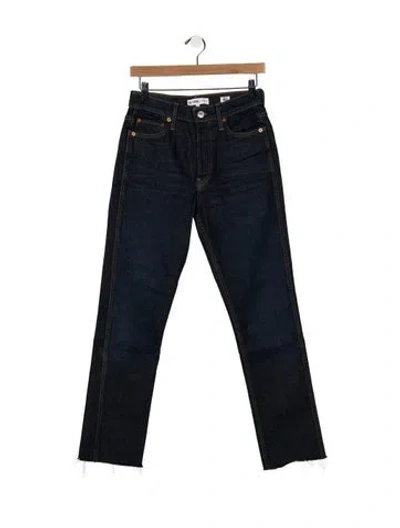 Pre-owned Re/done High-rise Straight Leg Jeans In Blue