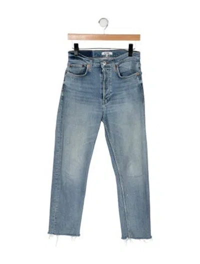 Pre-owned Re/done High-rise Straight Leg Jeans In Blue