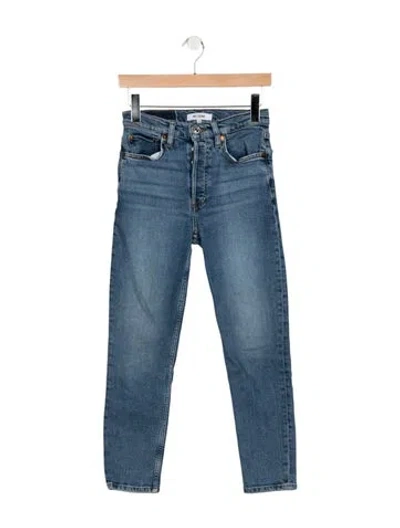 Pre-owned Re/done High-rise Straight Leg Jeans In Blue