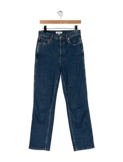 Pre-owned Re/done High-rise Straight Leg Jeans In Blue